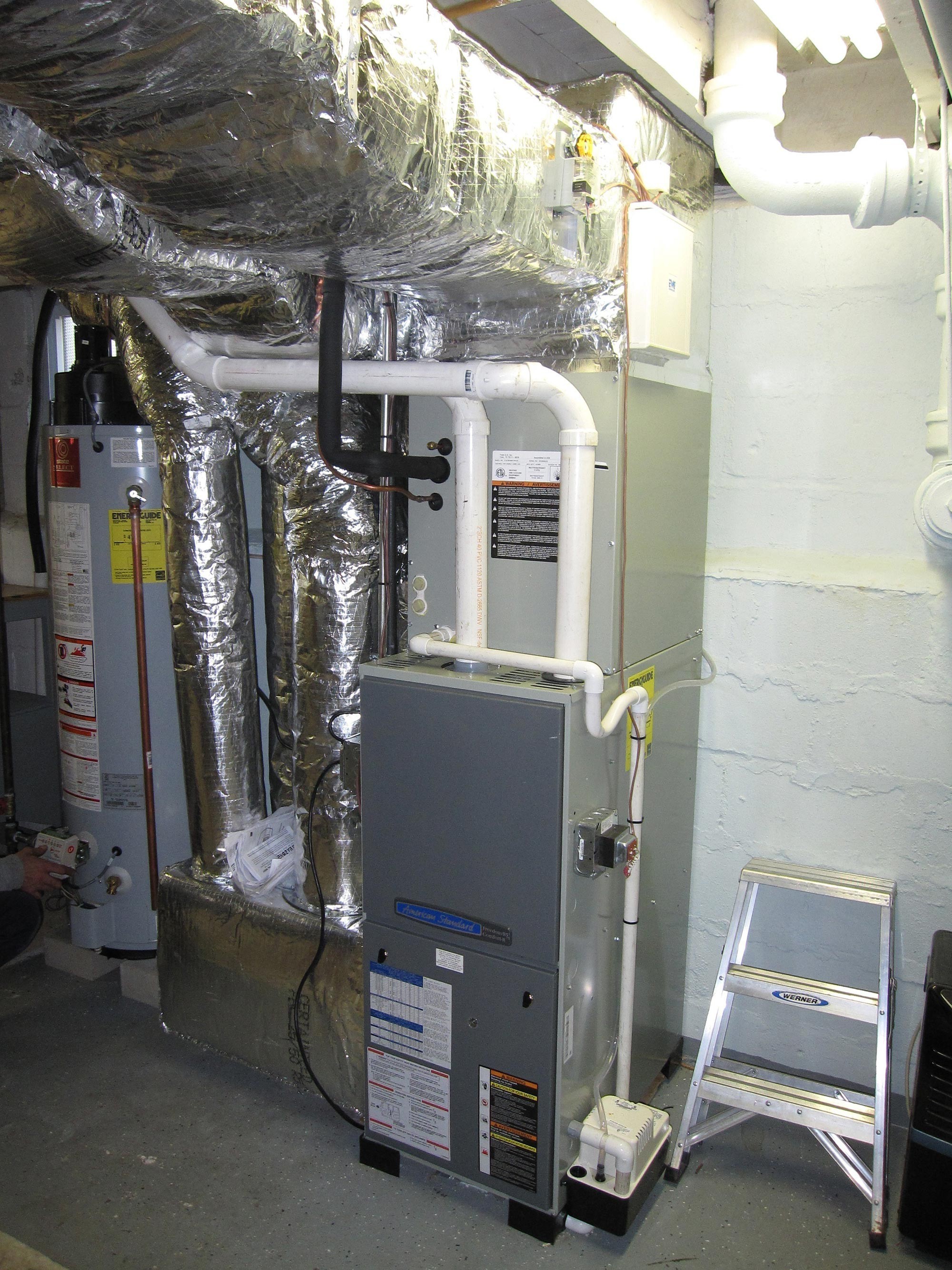 Gas Furnace with Add-on AC System and Hot Water Tank