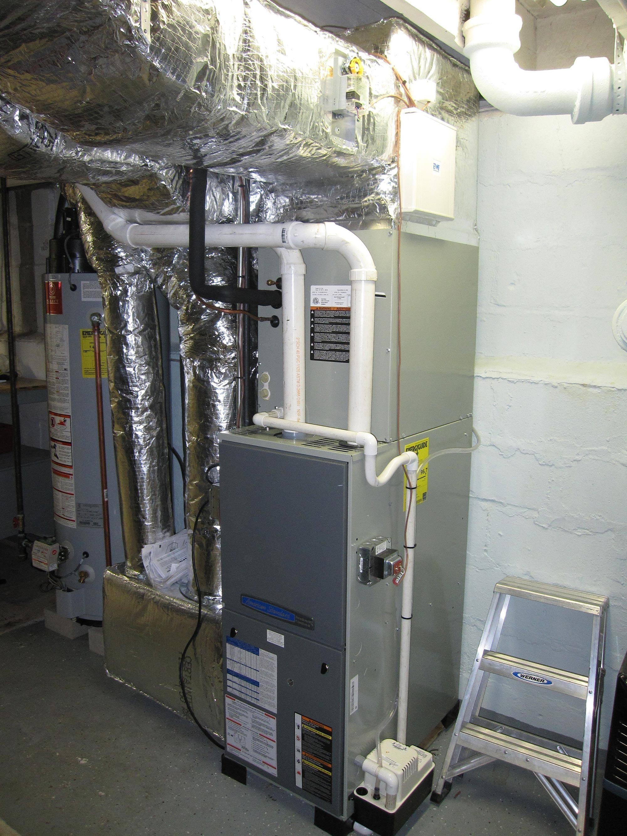 Gas Furnace with Add-on AC System and Hot Water Tank