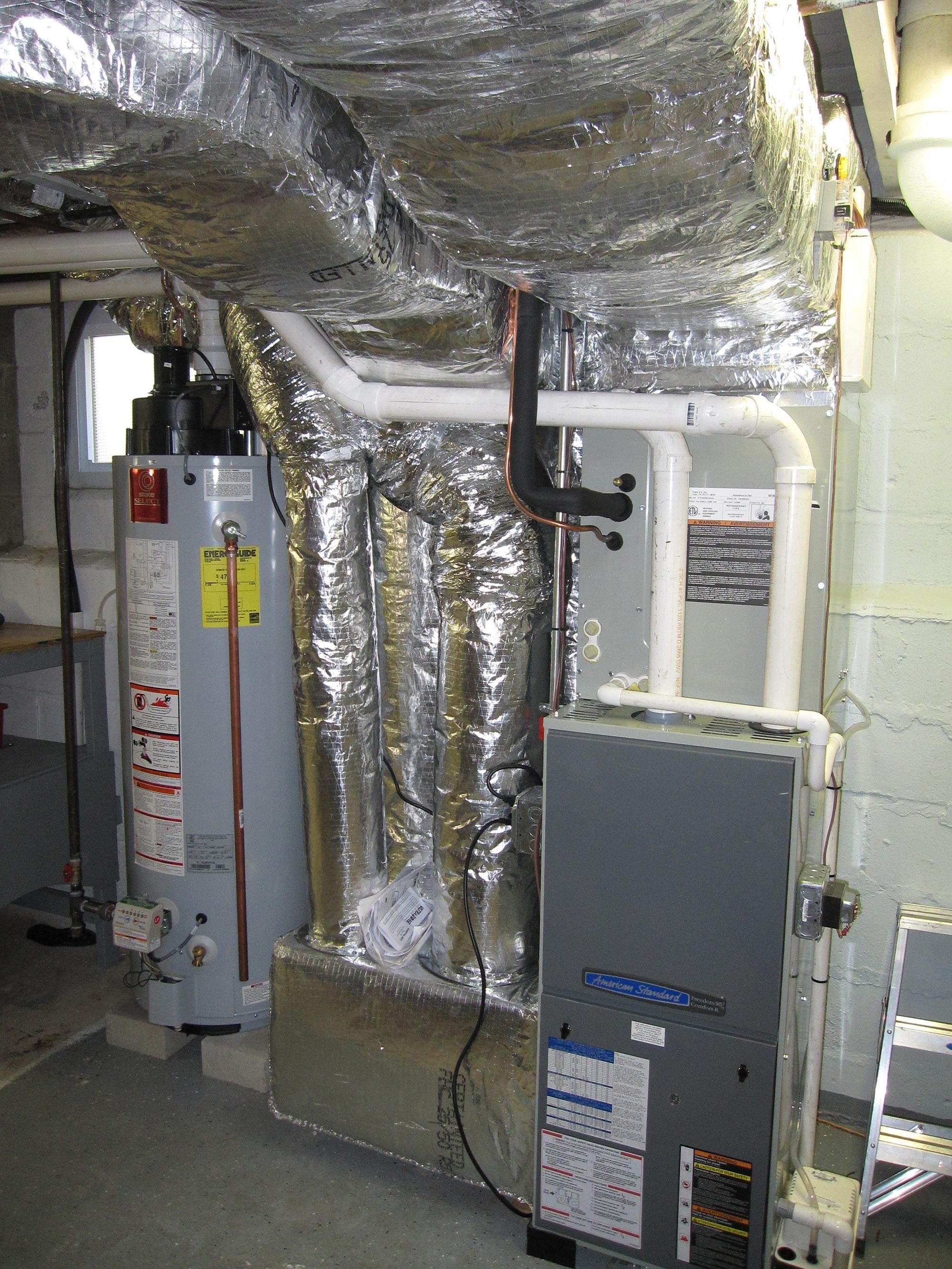 Gas Furnace with Add-on AC System and Hot Water Tank
