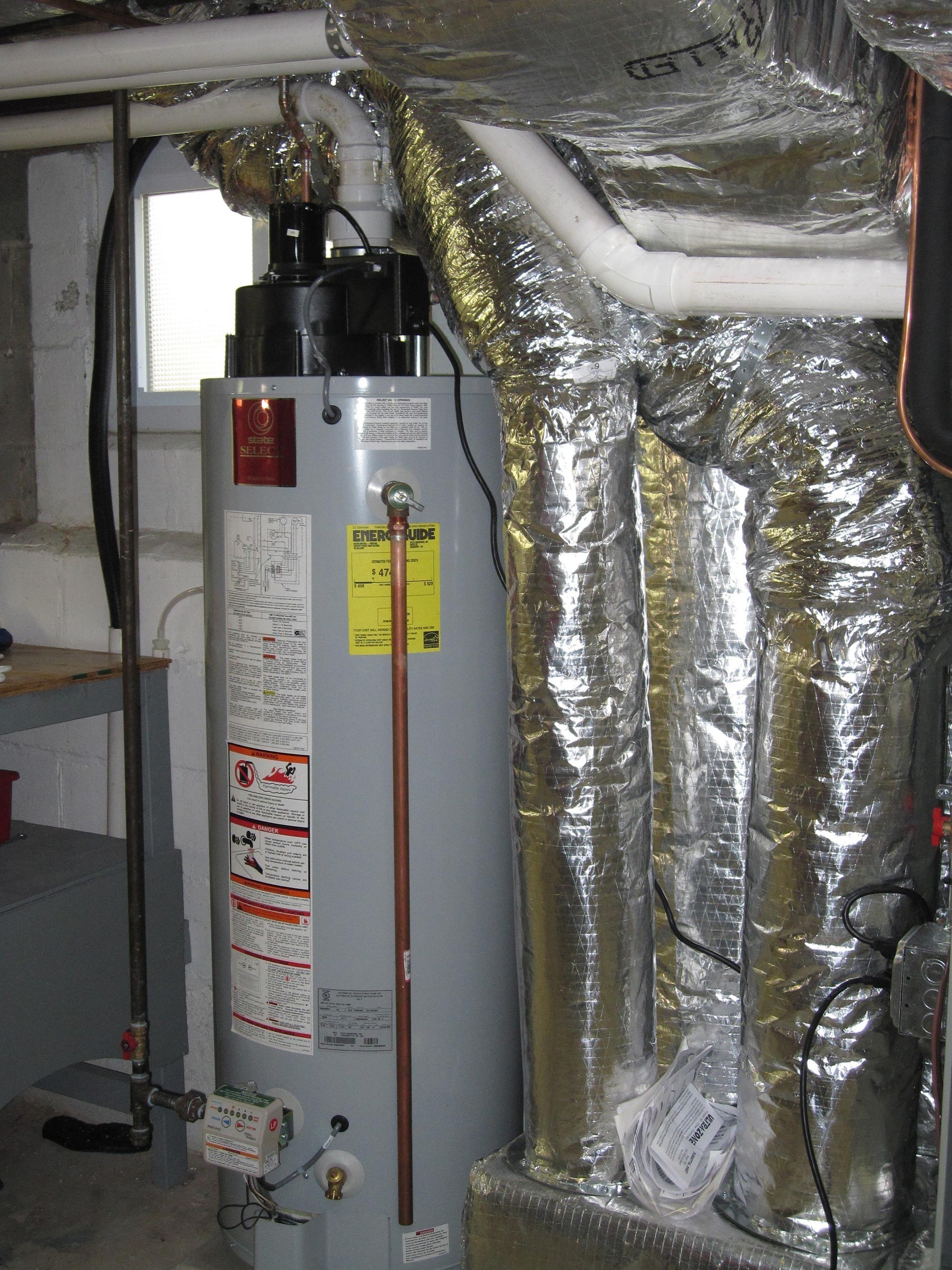 Gas Furnace with Add-on AC System and Hot Water Tank