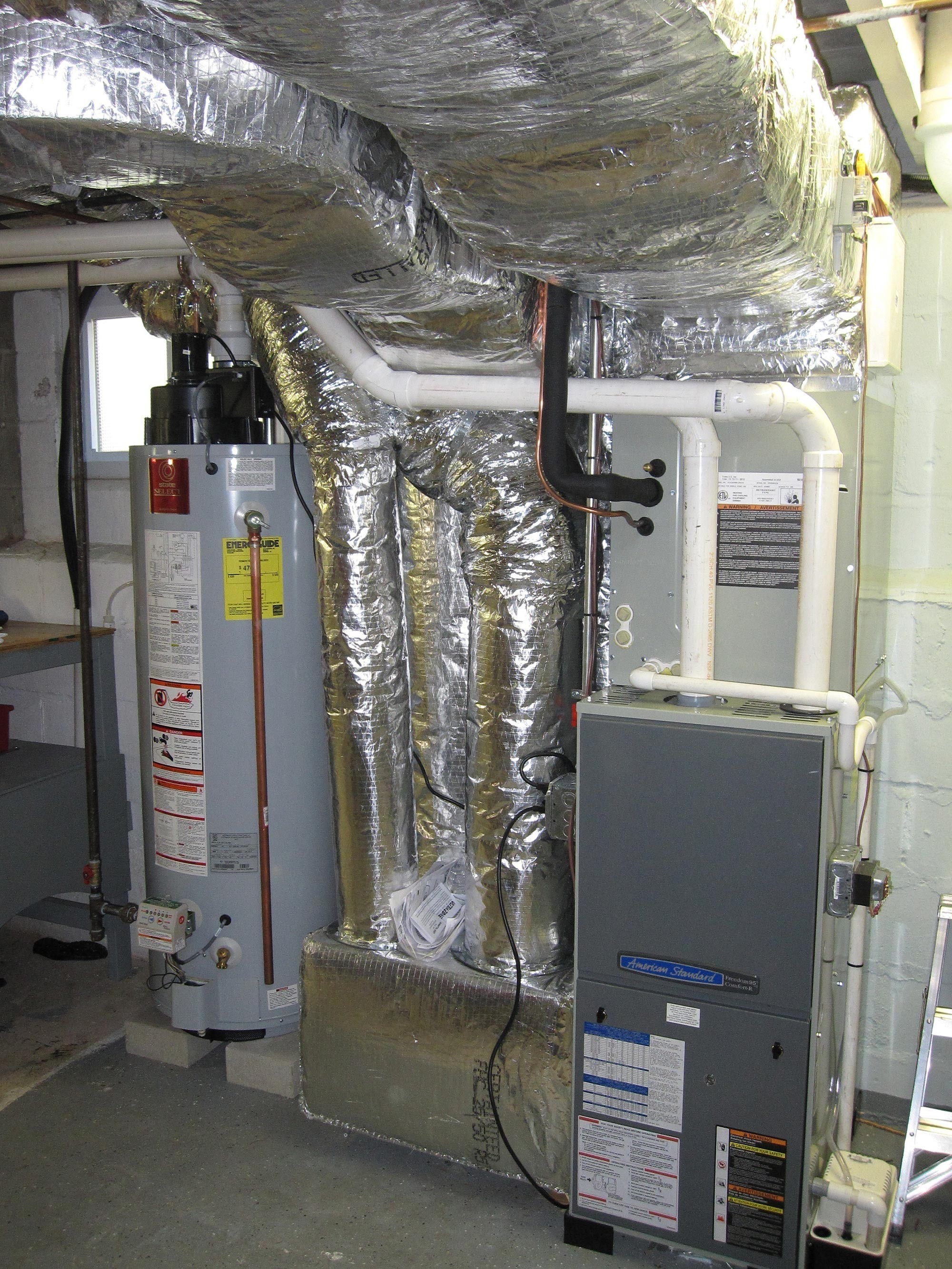 Gas Furnace with Add-on AC System and Hot Water Tank